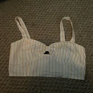 Yellow and white stripe crop top, thin material